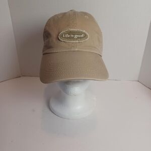 Life Is Good Hat Cap Strap Back Dad Hat Tan‎ Skater Surfing Outdoors Preppy Golf